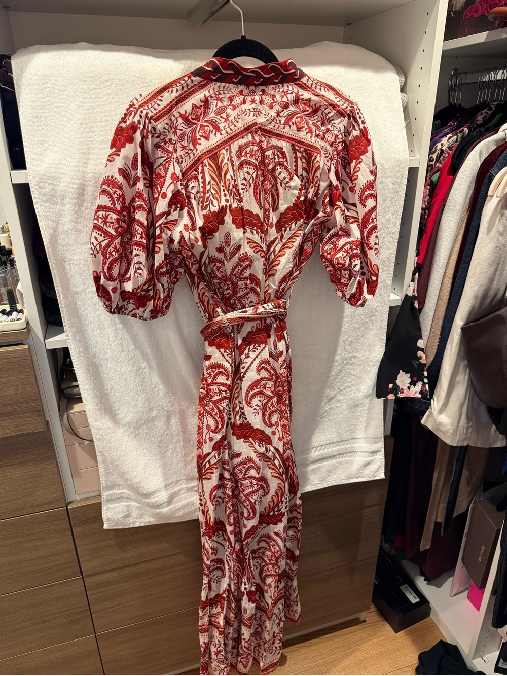 FARM Rio Red and Off White tropical cameo belted maxi dress, M - Picture 5 of 8